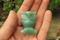 Polished Mini Aventurine Owl Carvings - sold per item - From Zimbabwe