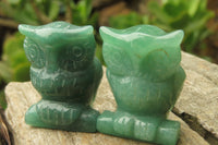 Polished Mini Aventurine Owl Carvings - sold per item - From Zimbabwe