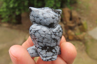 Polished Mini Snowflake Obsidian Owl Carvings - sold per item - From Mexico