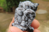 Polished Mini Snowflake Obsidian Owl Carvings - sold per item - From Mexico