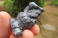 Polished Mini Snowflake Obsidian Owl Carvings - sold per item - From Mexico