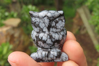 Polished Mini Snowflake Obsidian Owl Carvings - sold per item - From Mexico