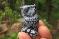 Polished Mini Snowflake Obsidian Owl Carvings - sold per item - From Mexico