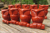 Polished Mini Red Jasper Owl Carvings - sold per item - From South Africa