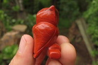 Polished Mini Red Jasper Owl Carvings - sold per item - From South Africa