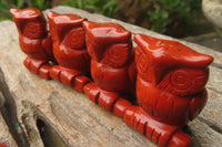 Polished Mini Red Jasper Owl Carvings - sold per item - From South Africa