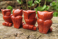 Polished Mini Red Jasper Owl Carvings - sold per item - From South Africa