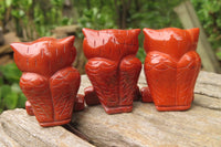 Polished Mini Red Jasper Owl Carvings - sold per item - From South Africa