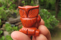 Polished Mini Red Jasper Owl Carvings - sold per item - From South Africa