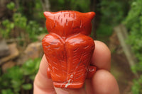 Polished Mini Red Jasper Owl Carvings - sold per item - From South Africa