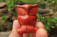 Polished Mini Red Jasper Owl Carvings - sold per item - From South Africa