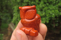 Polished Mini Red Jasper Owl Carvings - sold per item - From South Africa