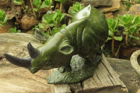 Hand Made Green Verdite Rhino Carving x 1 From Zimbabwe