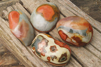 Polished On One Side Polychrome Jasper x 4 From Mahajanga, Madagascar