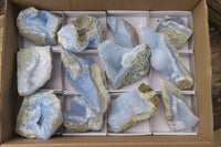 Natural Blue Lace Agate Specimens x 12 From Malawi