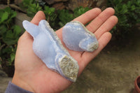 Natural Blue Lace Agate Specimens x 12 From Malawi