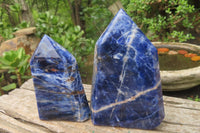 Polished Sodalite Points x 2 From Kunene River, Namibia