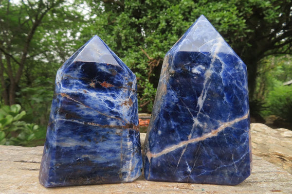 Polished Sodalite Points x 2 From Kunene River, Namibia