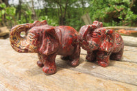 Polished Small Brecciated Jasper Elephant Carving - sold per item - From South Africa