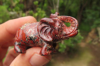 Polished Small Brecciated Jasper Elephant Carving - sold per item - From South Africa