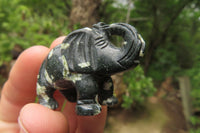 Polished Small Basalt Mint Amygdale Elephant Carving - sold per item - From South Africa