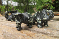 Polished Small Basalt Mint Amygdale Elephant Carving - sold per item - From South Africa