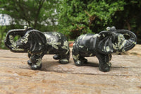 Polished Small Basalt Mint Amygdale Elephant Carving - sold per item - From South Africa