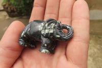 Polished Small Basalt Mint Amygdale Elephant Carving - sold per item - From South Africa