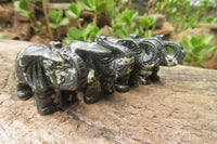 Polished Small Basalt Mint Amygdale Elephant Carving - sold per item - From South Africa