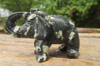 Polished Small Basalt Mint Amygdale Elephant Carving - sold per item - From South Africa