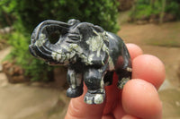 Polished Small Basalt Mint Amygdale Elephant Carving - sold per item - From South Africa