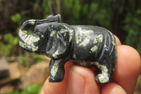 Polished Small Basalt Mint Amygdale Elephant Carving - sold per item - From South Africa