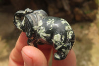 Polished Small Basalt Mint Amygdale Elephant Carving - sold per item - From South Africa