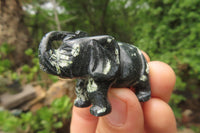 Polished Small Basalt Mint Amygdale Elephant Carving - sold per item - From South Africa