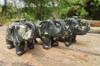 Polished Small Basalt Mint Amygdale Elephant Carving - sold per item - From South Africa