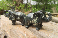 Polished Small Basalt Mint Amygdale Elephant Carving - sold per item - From South Africa