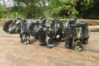 Polished Small Basalt Mint Amygdale Elephant Carving - sold per item - From South Africa