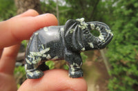 Polished Small Basalt Mint Amygdale Elephant Carving - sold per item - From South Africa