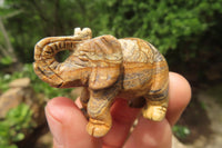 Polished Small Namibian Desert Picture Stone Jasper Elephant Carving - sold per item - From Namibia