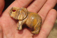 Polished Small Namibian Desert Picture Stone Jasper Elephant Carving - sold per item - From Namibia