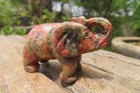 Polished Small Unakite Elephant Carving - sold per item - From South Africa