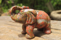 Polished Small Unakite Elephant Carving - sold per item - From South Africa