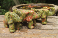 Polished Small Unakite Elephant Carving - sold per item - From South Africa