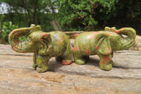 Polished Small Unakite Elephant Carving - sold per item - From South Africa