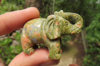 Polished Small Unakite Elephant Carving - sold per item - From South Africa