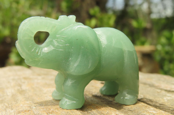 Polished Small Gemmy Aventurine Elephant Carving - sold per item - From Zimbabwe