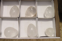 Polished Frosted Quartz Gemstone Eggs x 6 From Madagascar