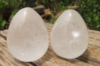 Polished Frosted Quartz Gemstone Eggs x 6 From Madagascar