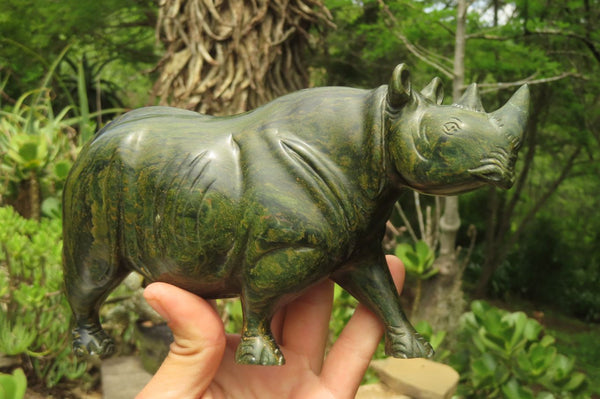 Hand Made Green Verdite Rhino Carving x 1 From Zimbabwe