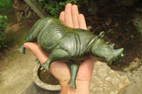 Hand Made Green Verdite Rhino Carving x 1 From Zimbabwe